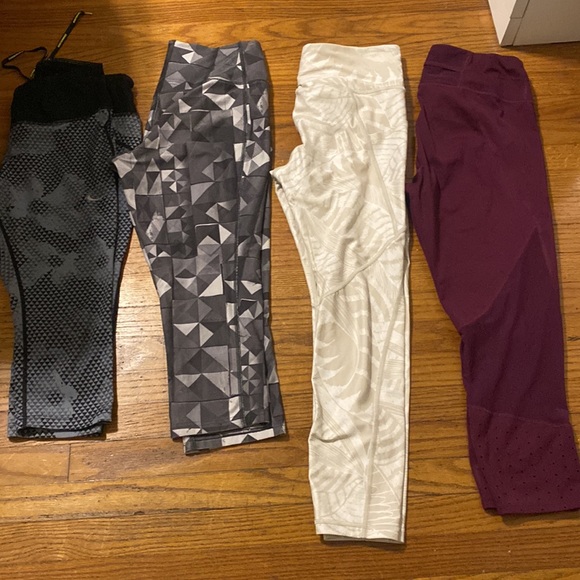 LOT NIKE ATHLETA leggings workout stretch yoga pants size M cropped 7/8 capri - Picture 1 of 12